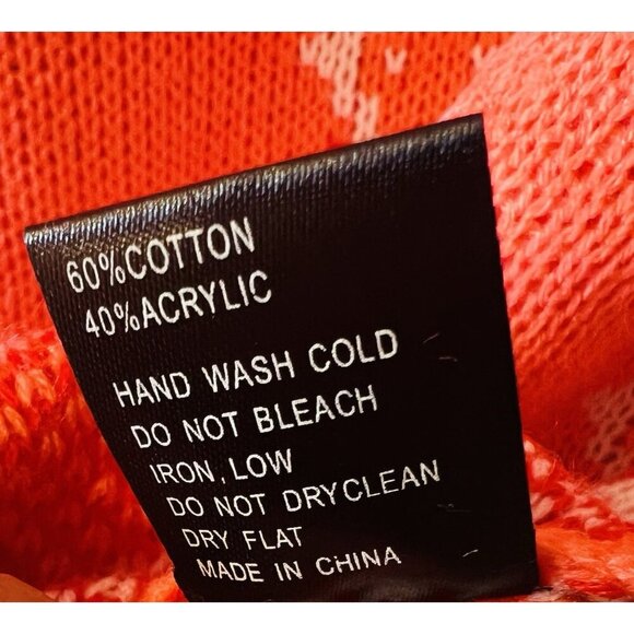 Pol Women’s Sheep Print Pullover Knit Sweater Coral Large Princess Diana - Picture 6 of 6